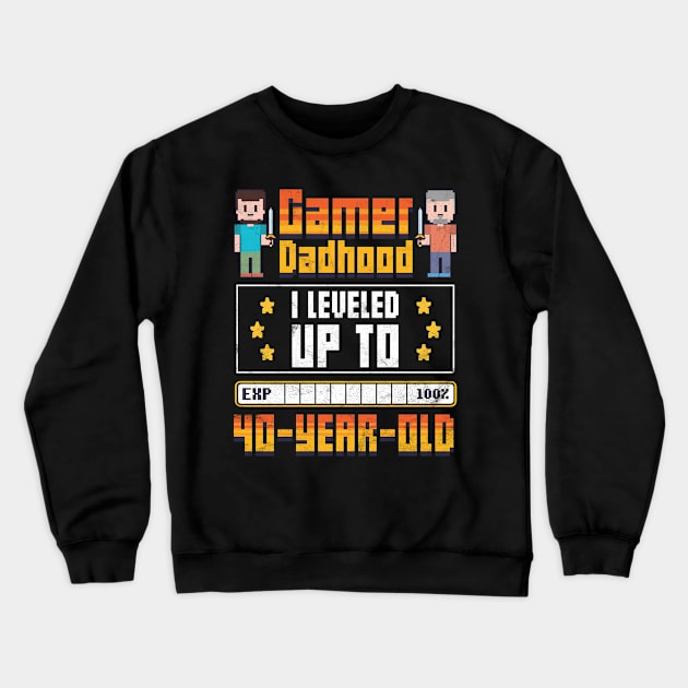 Best Father Gamer Dad 40 Years Crewneck Sweatshirt by avshirtnation